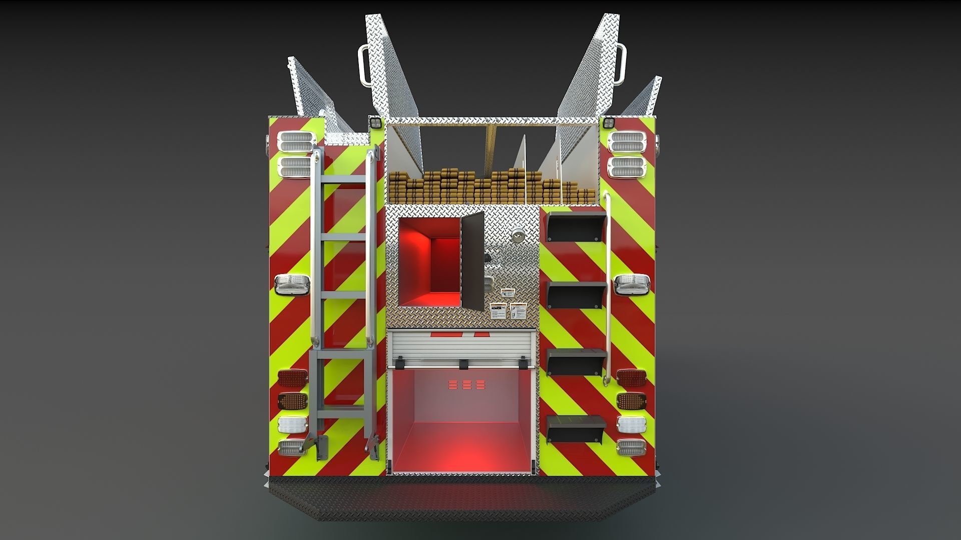 Fire Truck Custom Pumper Doyle Hose Low-poly 3D model_23