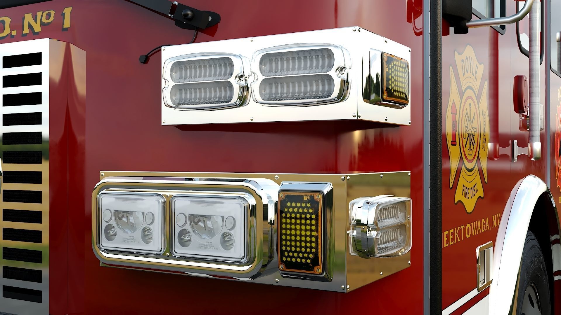 Fire Truck Custom Pumper Doyle Hose Low-poly 3D model_28