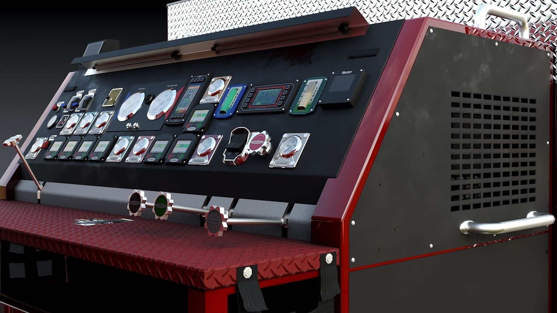 Fire Truck Custom Pumper Doyle Hose Low-poly 3D model_15