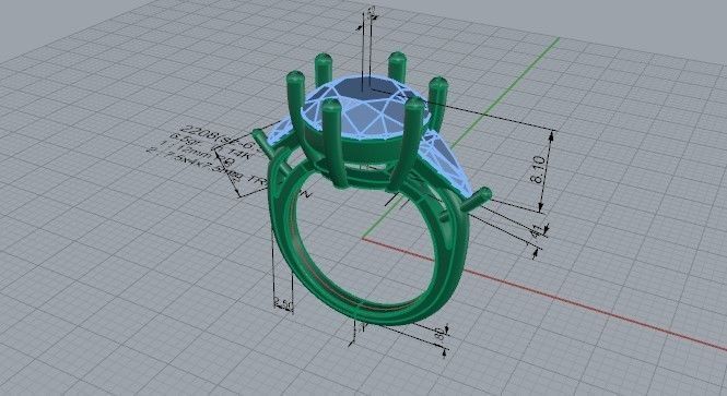 Diamond stone ring 2208 3D print model 3D print model_5