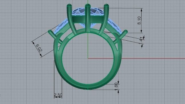 Diamond stone ring 2208 3D print model 3D print model_6