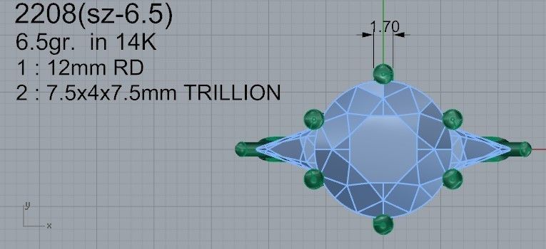 Diamond stone ring 2208 3D print model 3D print model_4