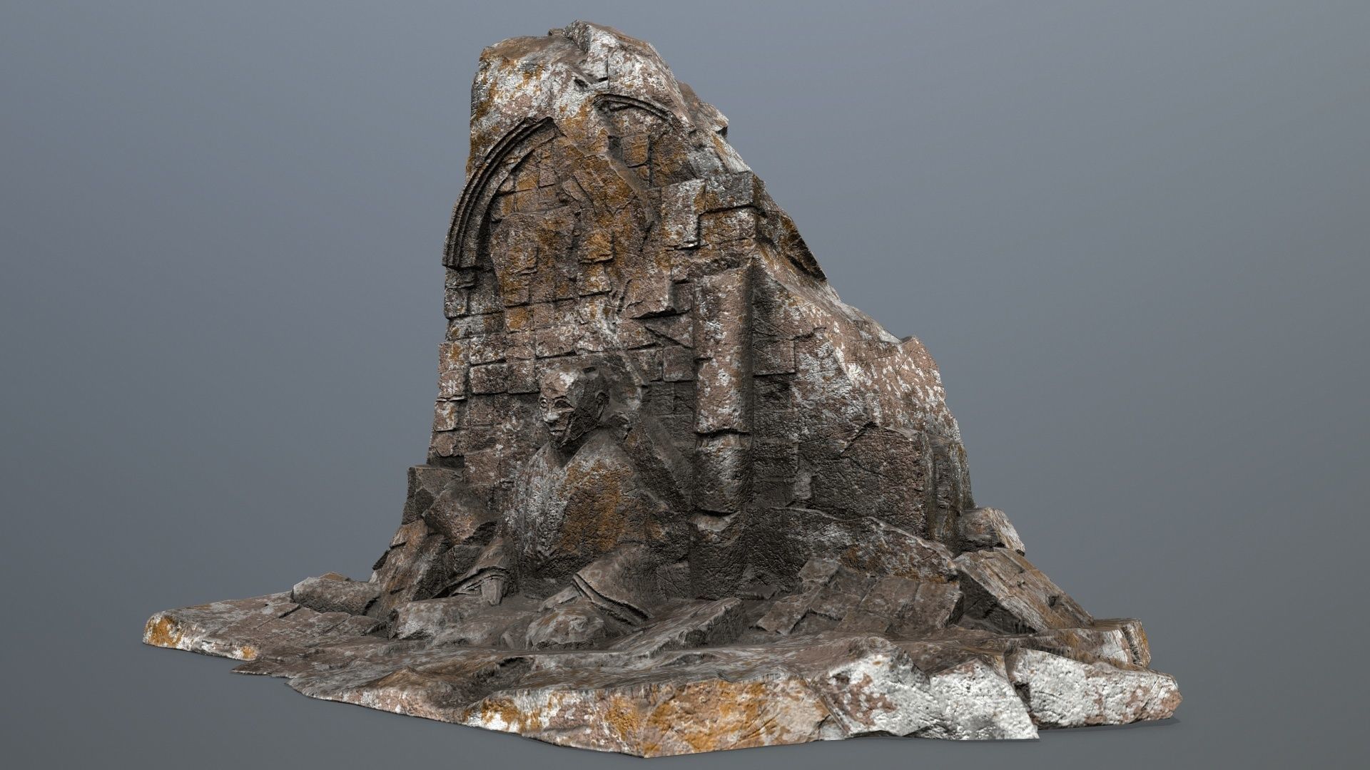 Buddha Rock Low-poly 3D model_8