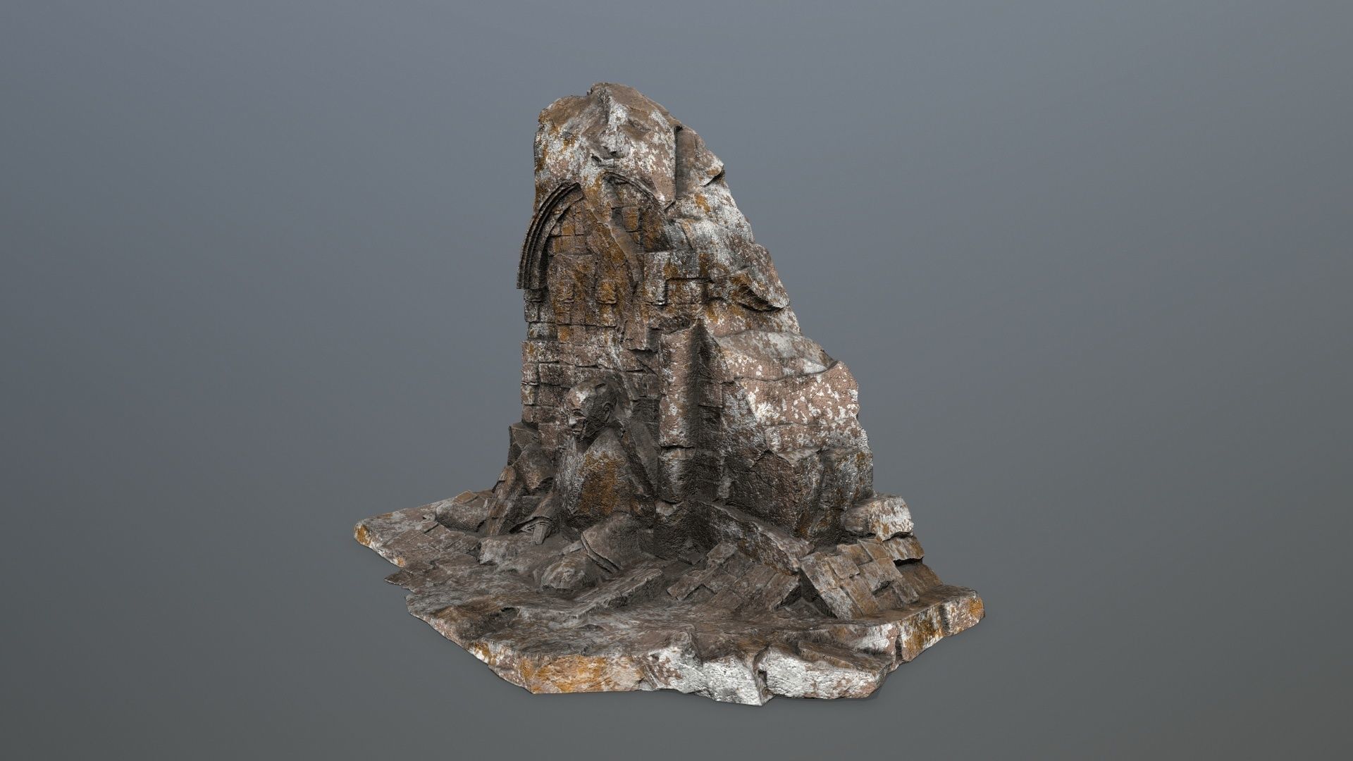 Buddha Rock Low-poly 3D model_7