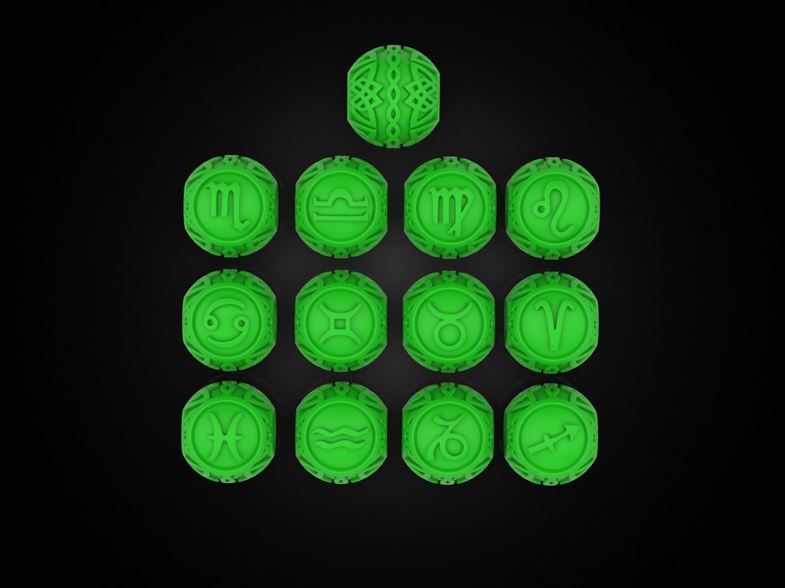 Beads zodiac signs 3D print model_2