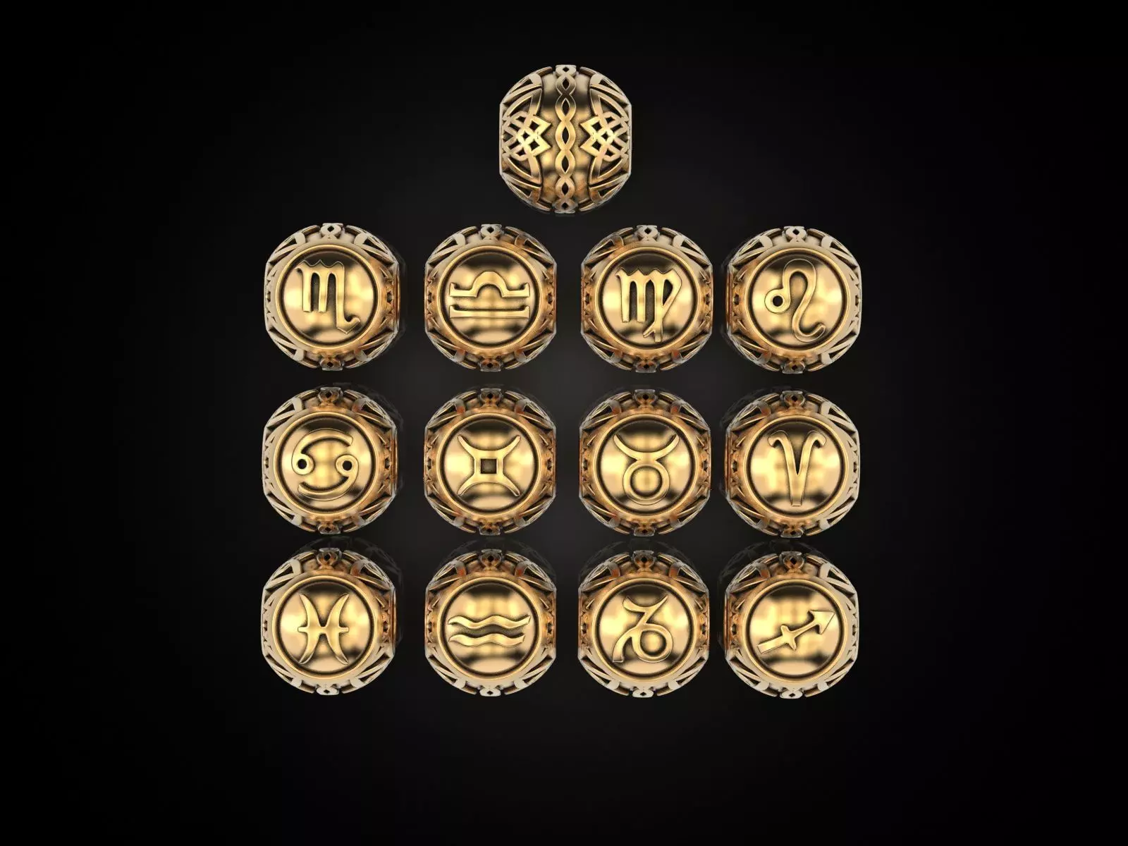 Beads zodiac signs 3D print model_0