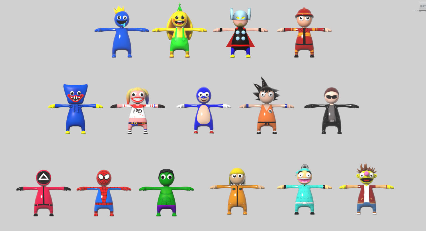 Hyper Casual Character Set Low-poly 3D model_2