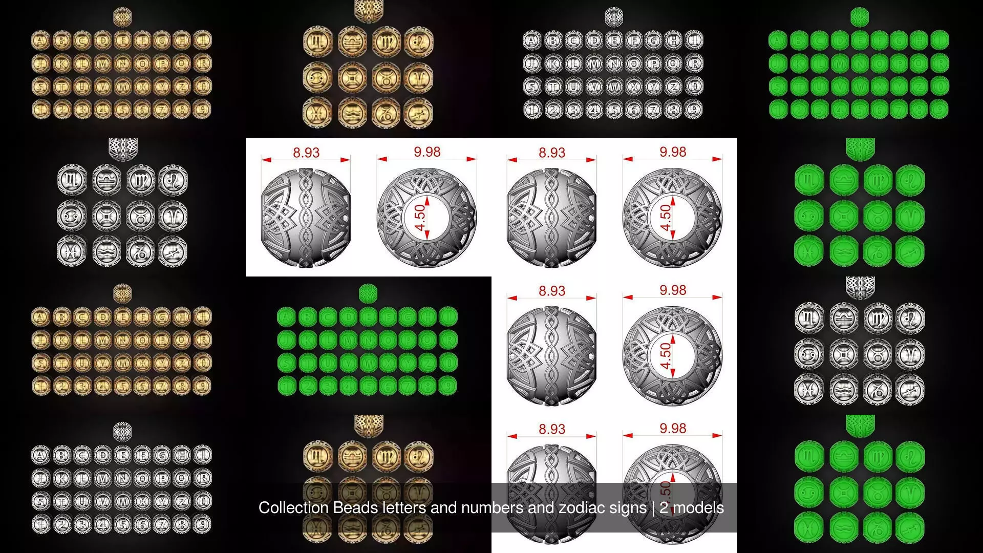 Collection Beads letters and numbers and zodiac signs _1