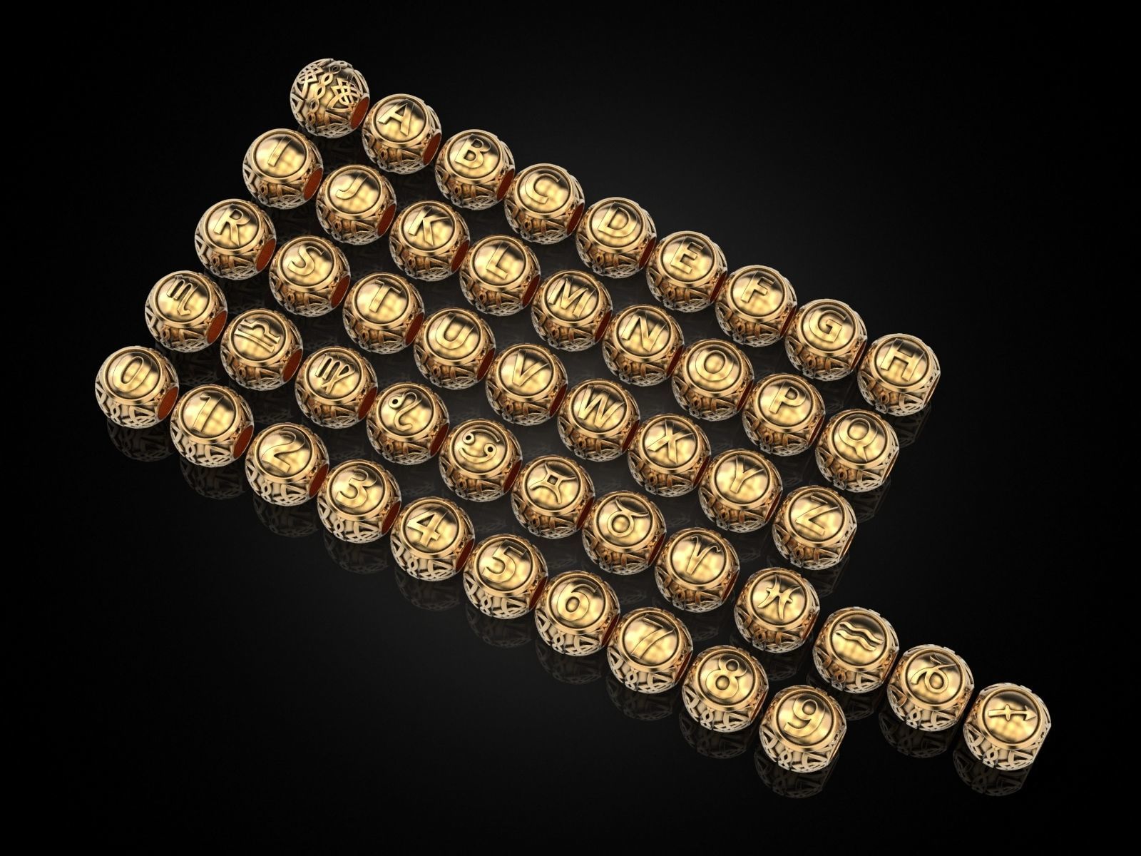 Collection Beads letters and numbers and zodiac signs _2