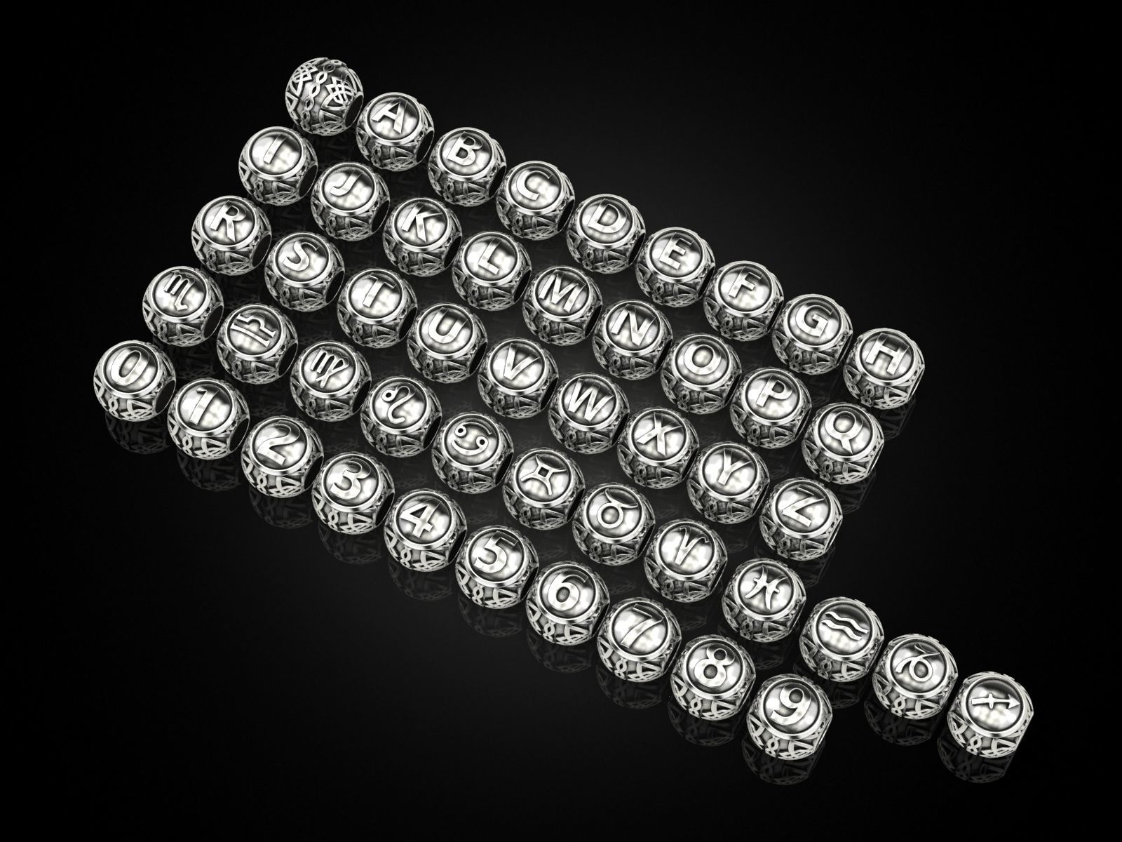 Collection Beads letters and numbers and zodiac signs _4