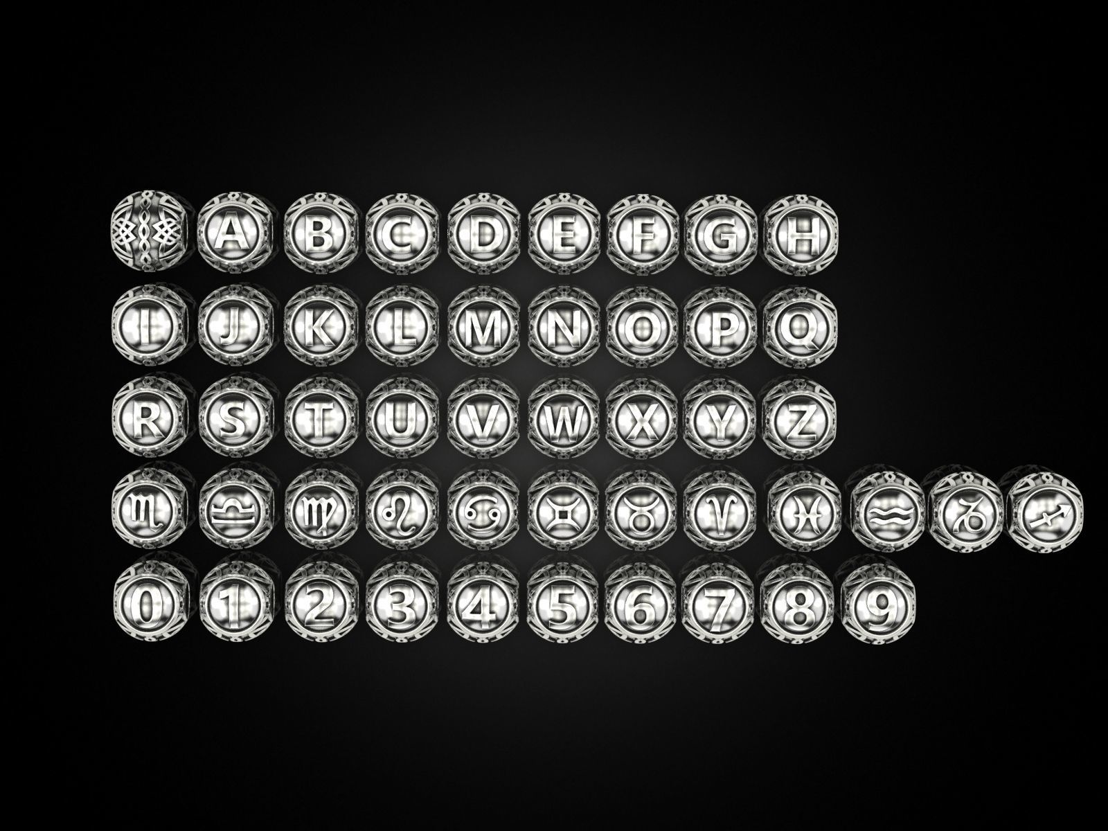 Collection Beads letters and numbers and zodiac signs _3