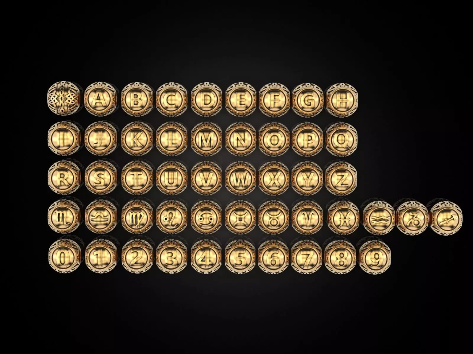 Collection Beads letters and numbers and zodiac signs _0