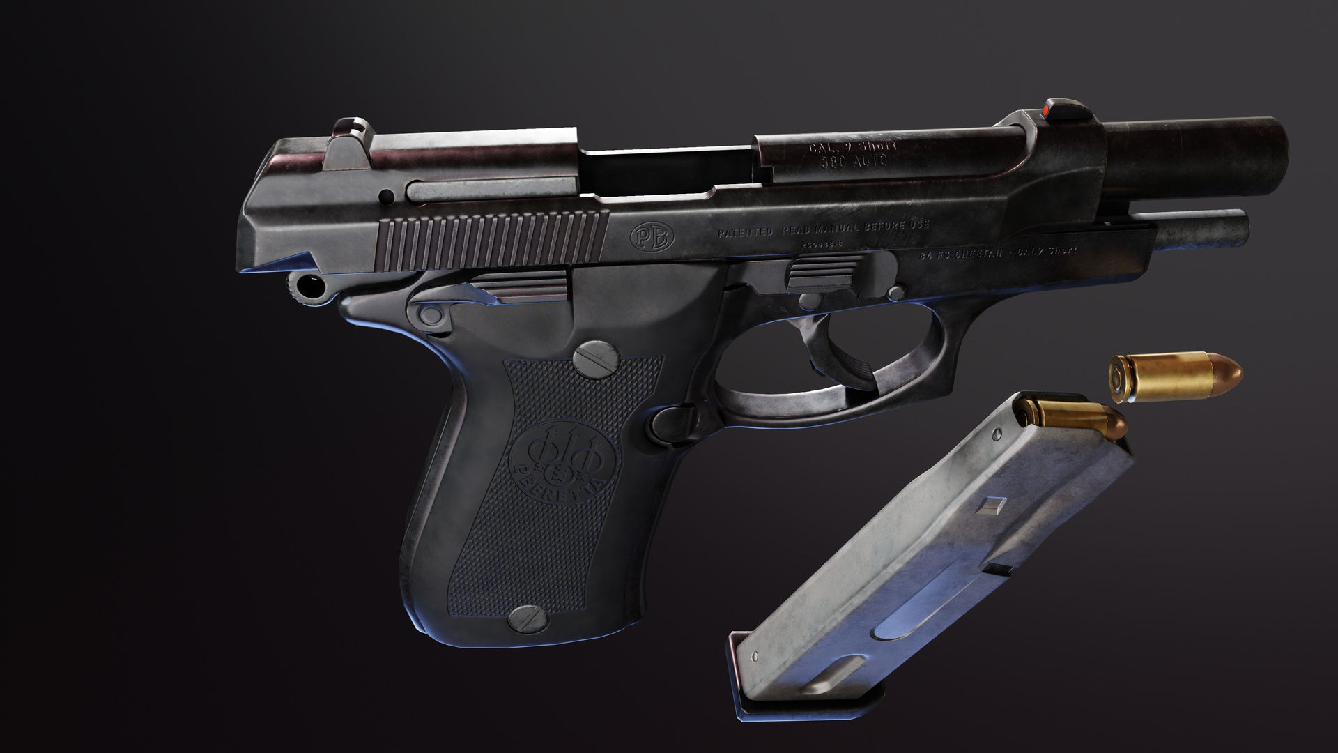 Beretta 84fs Cheetah Low-poly 3D model_5