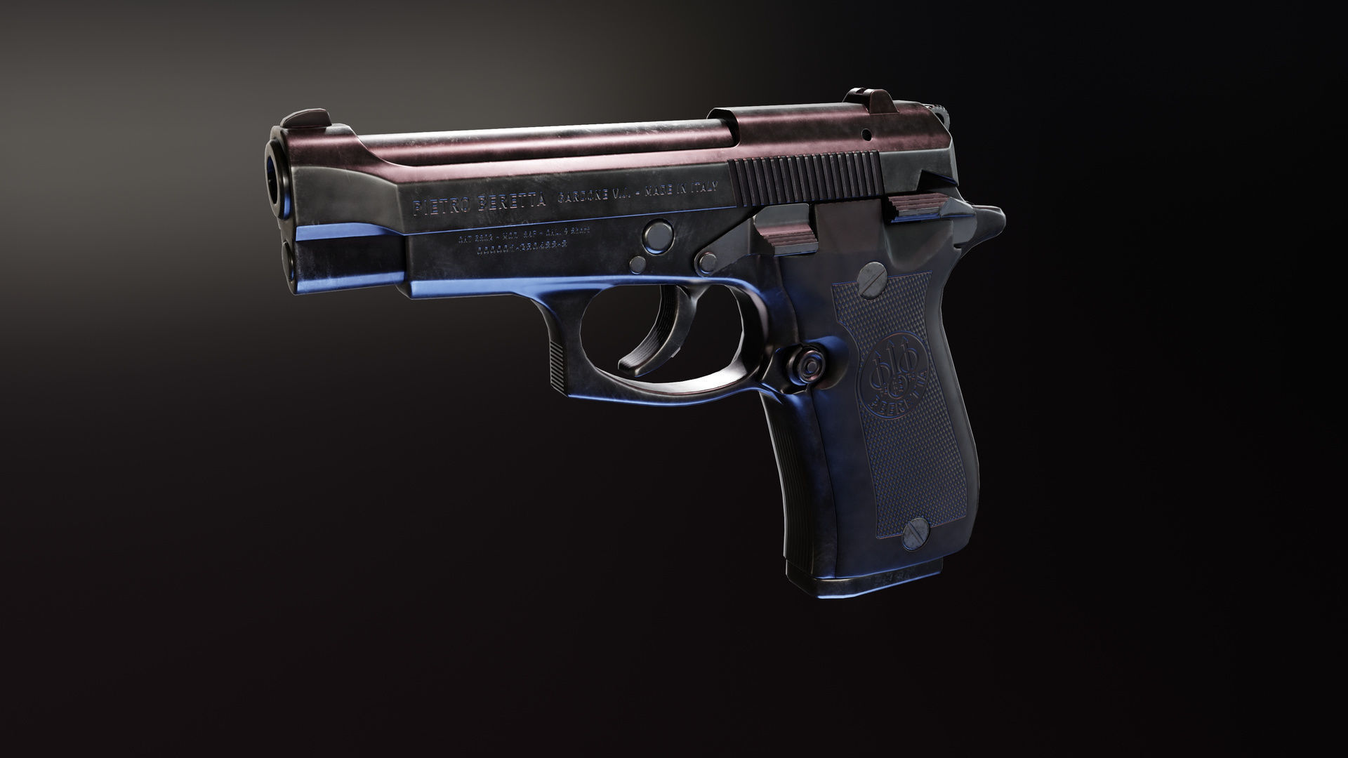 Beretta 84fs Cheetah Low-poly 3D model_2