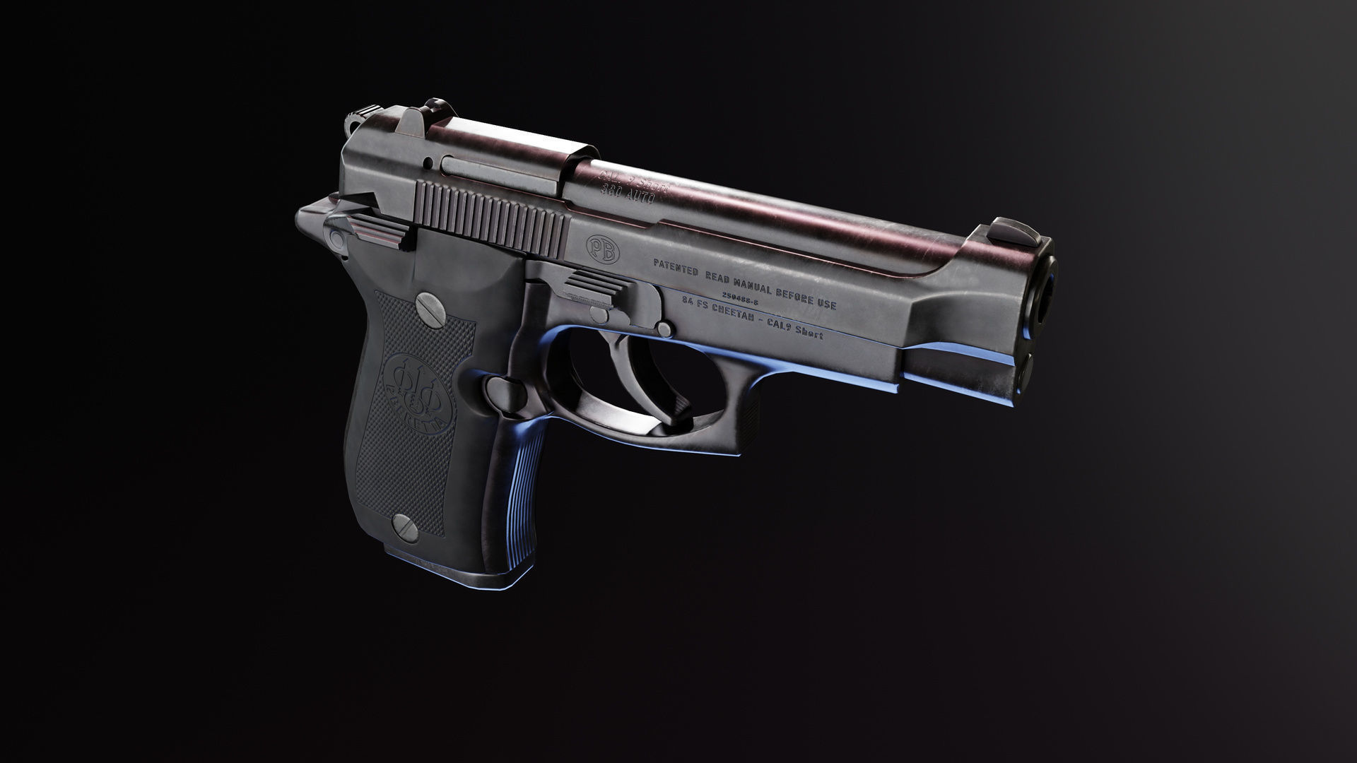 Beretta 84fs Cheetah Low-poly 3D model_3
