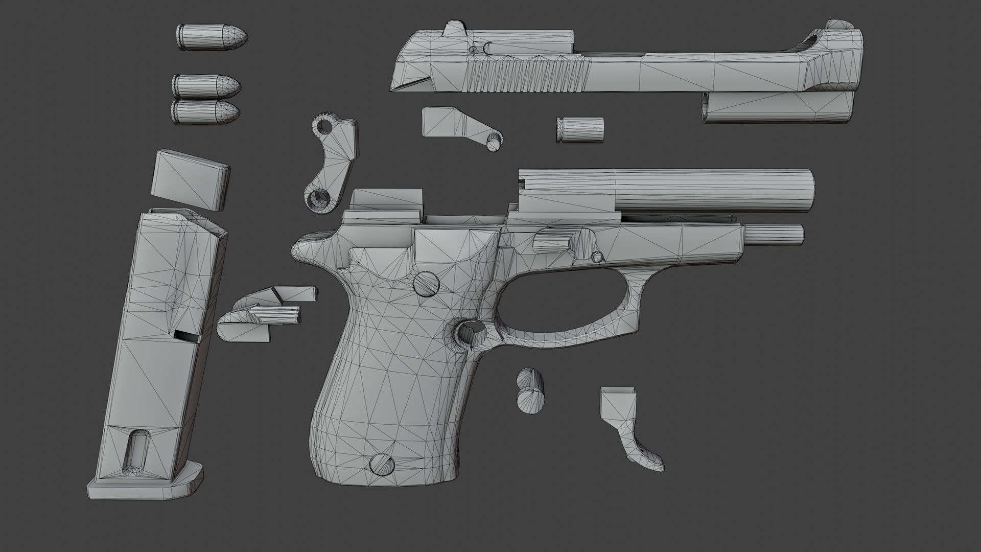 Beretta 84fs Cheetah Low-poly 3D model_10