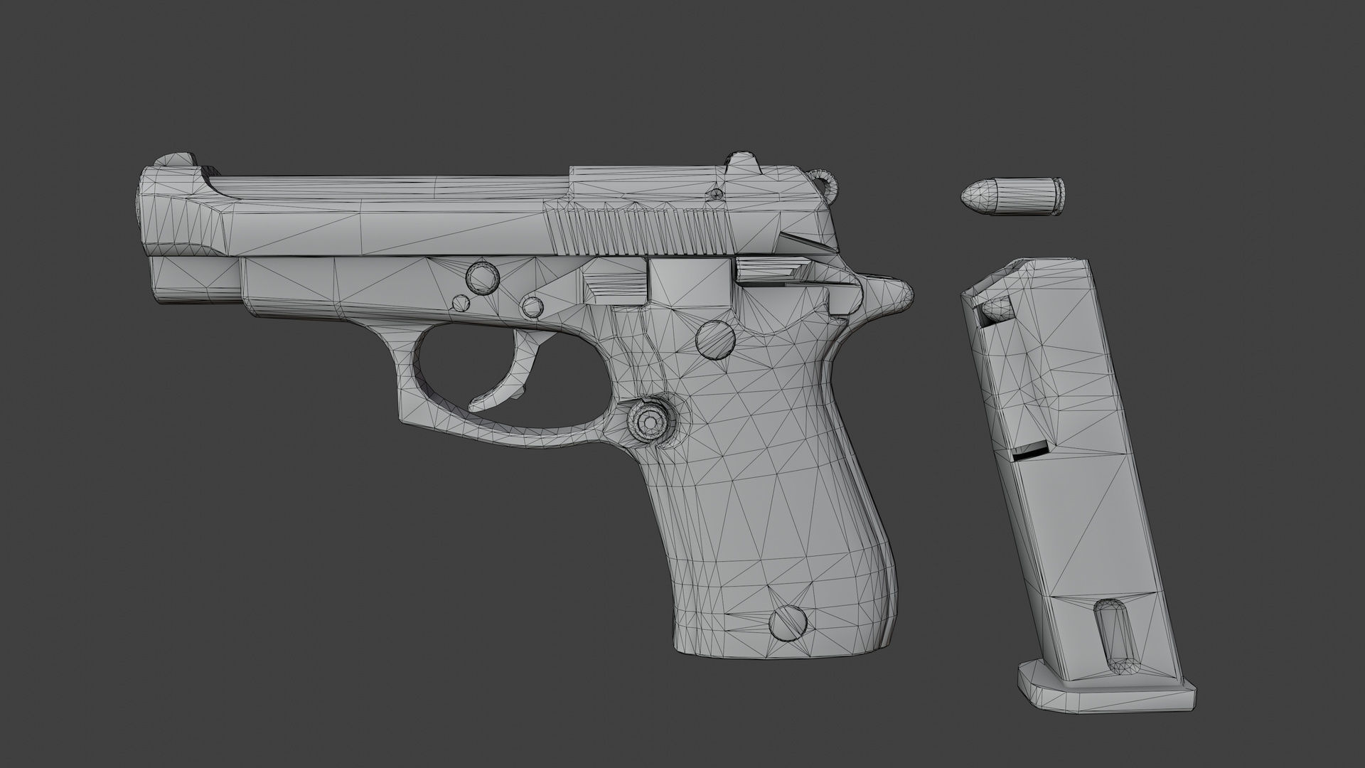 Beretta 84fs Cheetah Low-poly 3D model_9