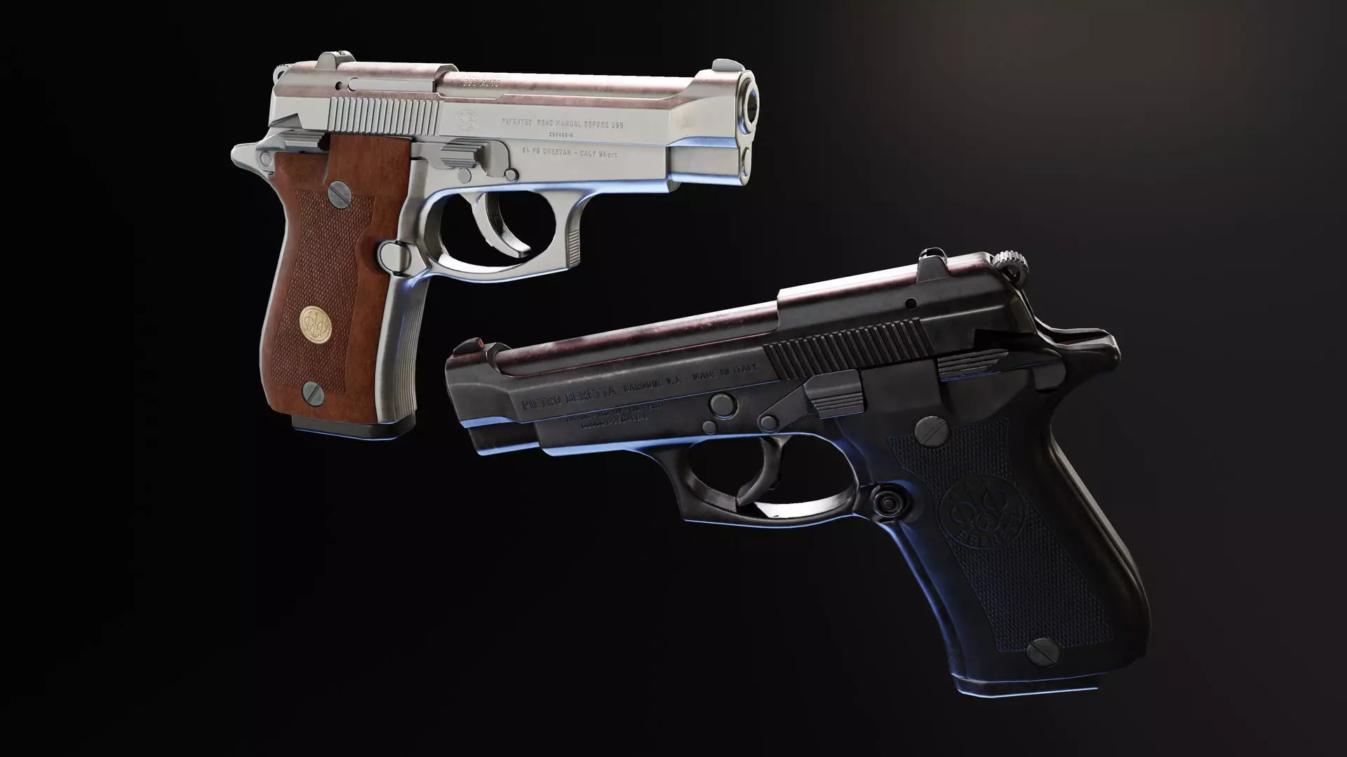 Beretta 84fs Cheetah Low-poly 3D model_0