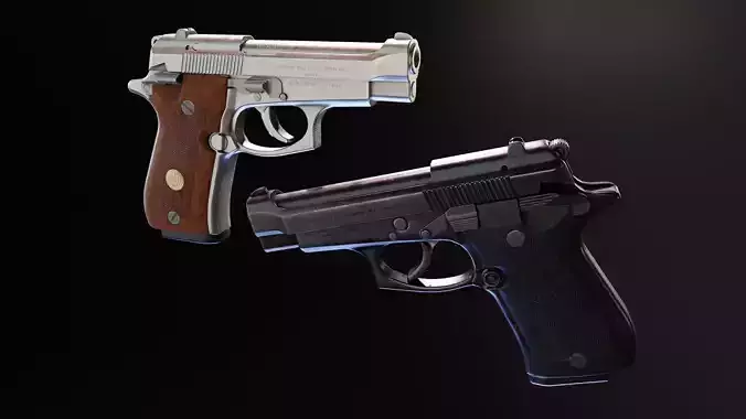 Beretta 84fs Cheetah Low-poly 3D model