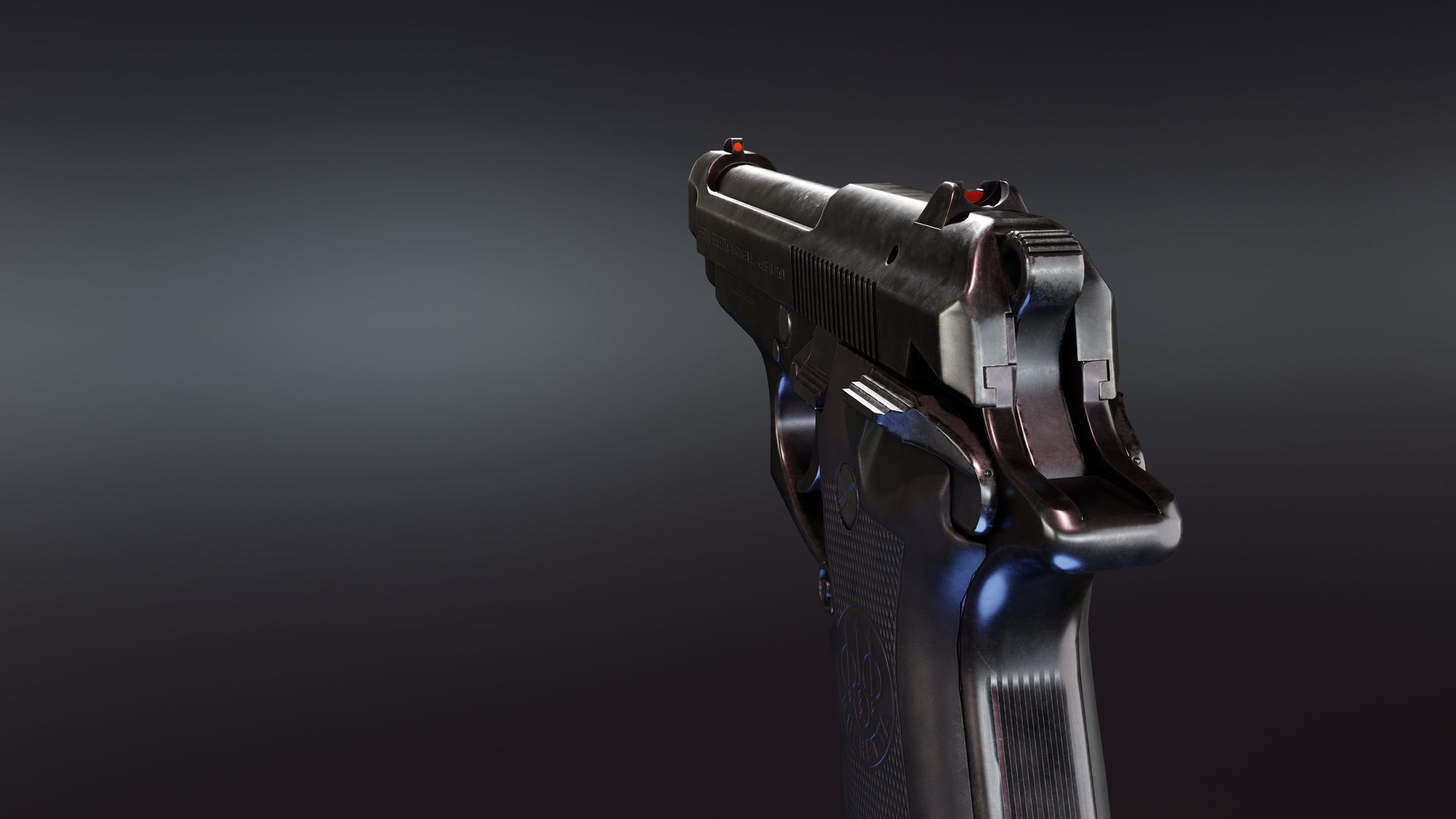 Beretta 84fs Cheetah Low-poly 3D model_4