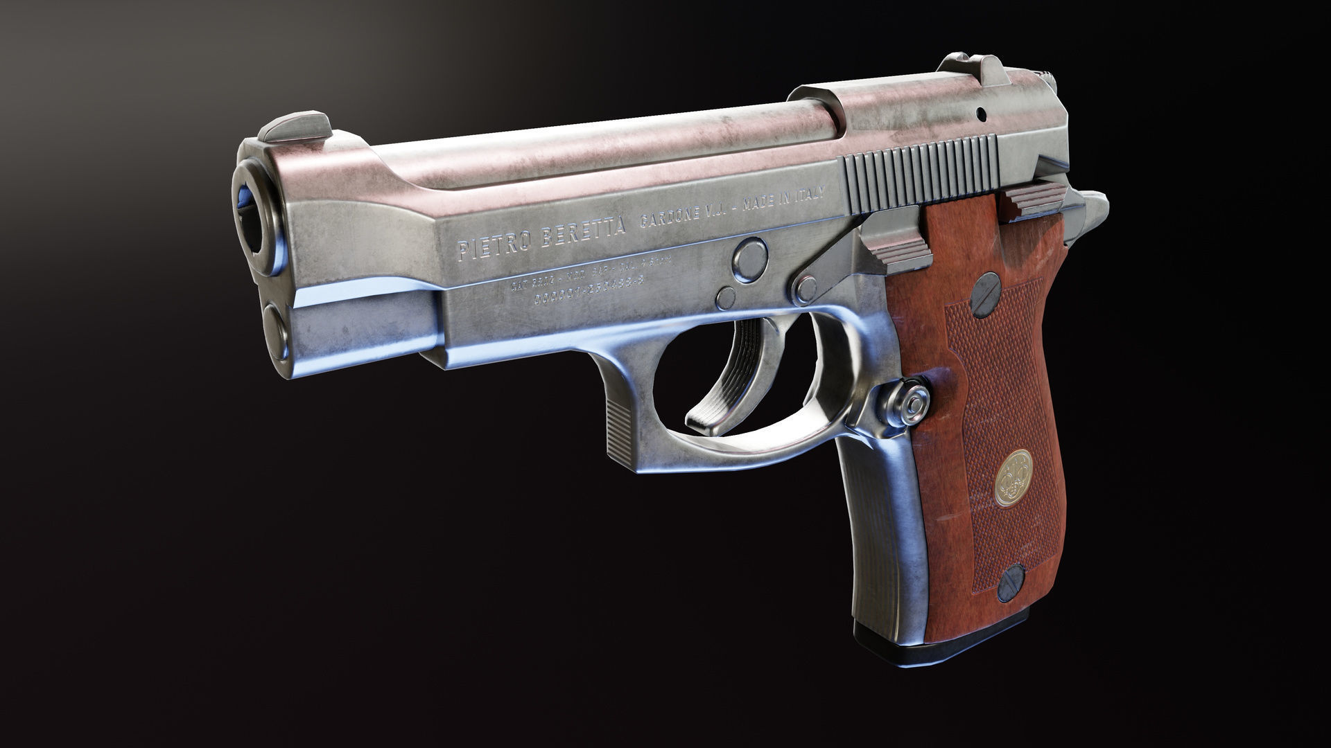 Beretta 84fs Cheetah Low-poly 3D model_6