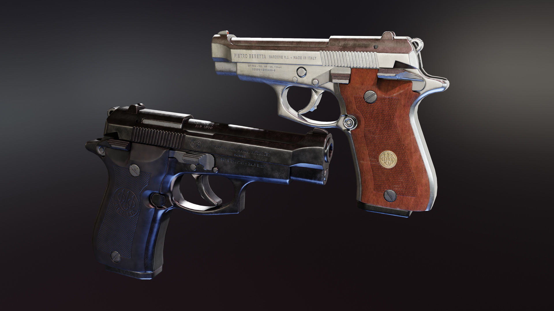 Beretta 84fs Cheetah Low-poly 3D model_1