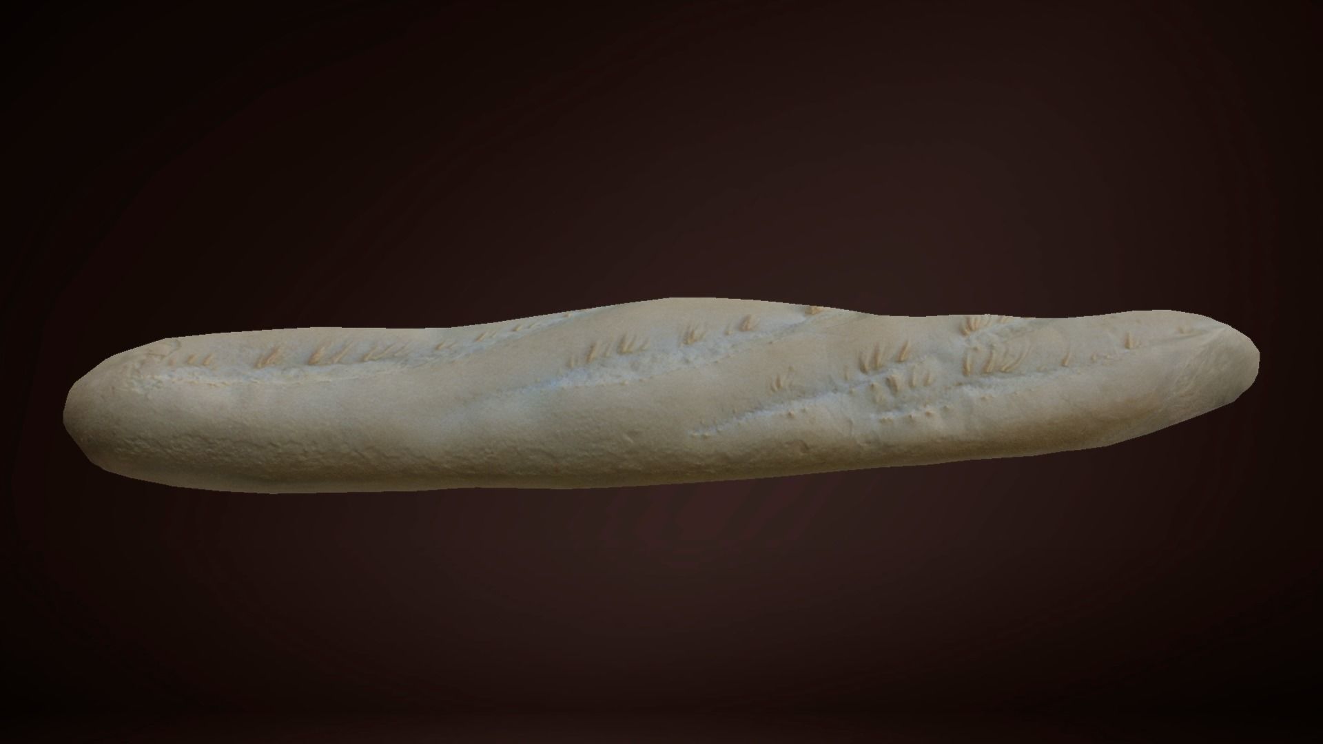 Baguette loaf of bread Low-poly 3D model_2
