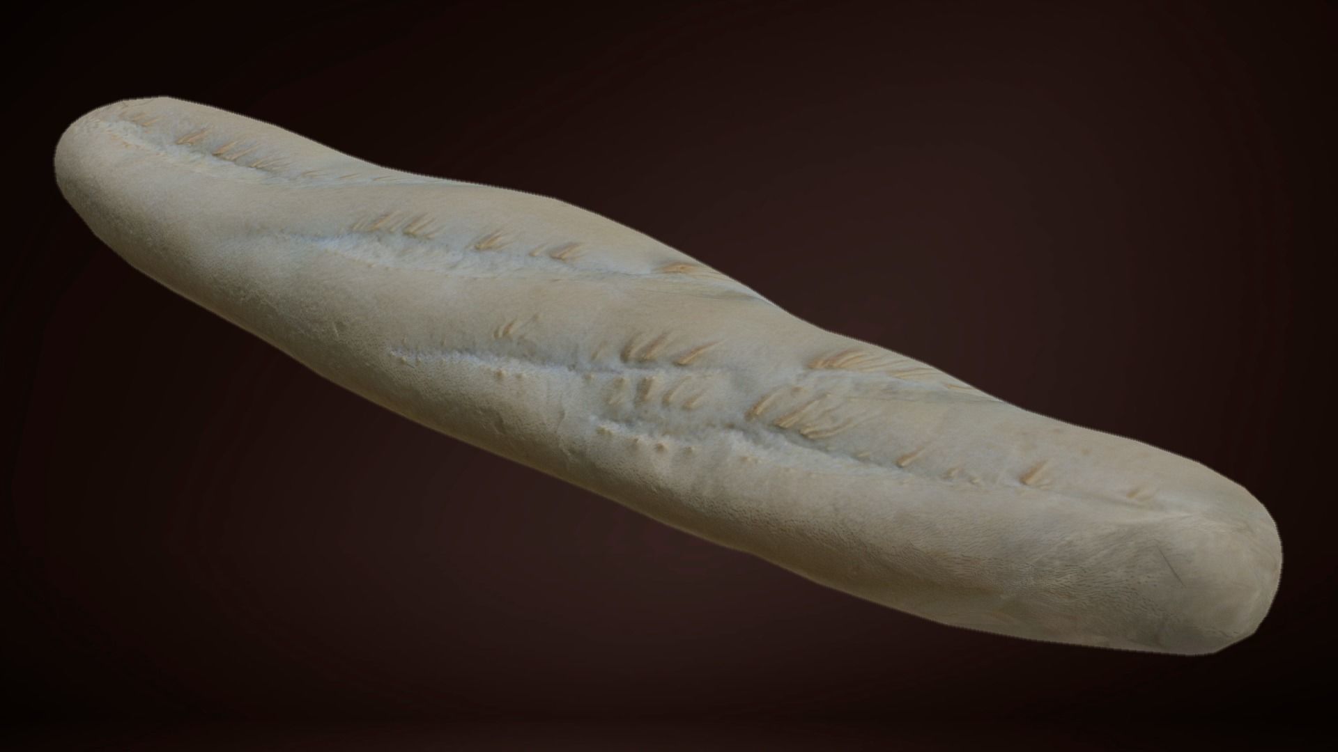 Baguette loaf of bread Low-poly 3D model_4