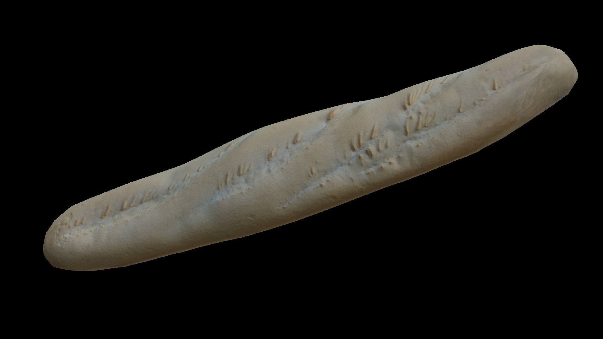 Baguette loaf of bread Low-poly 3D model_9
