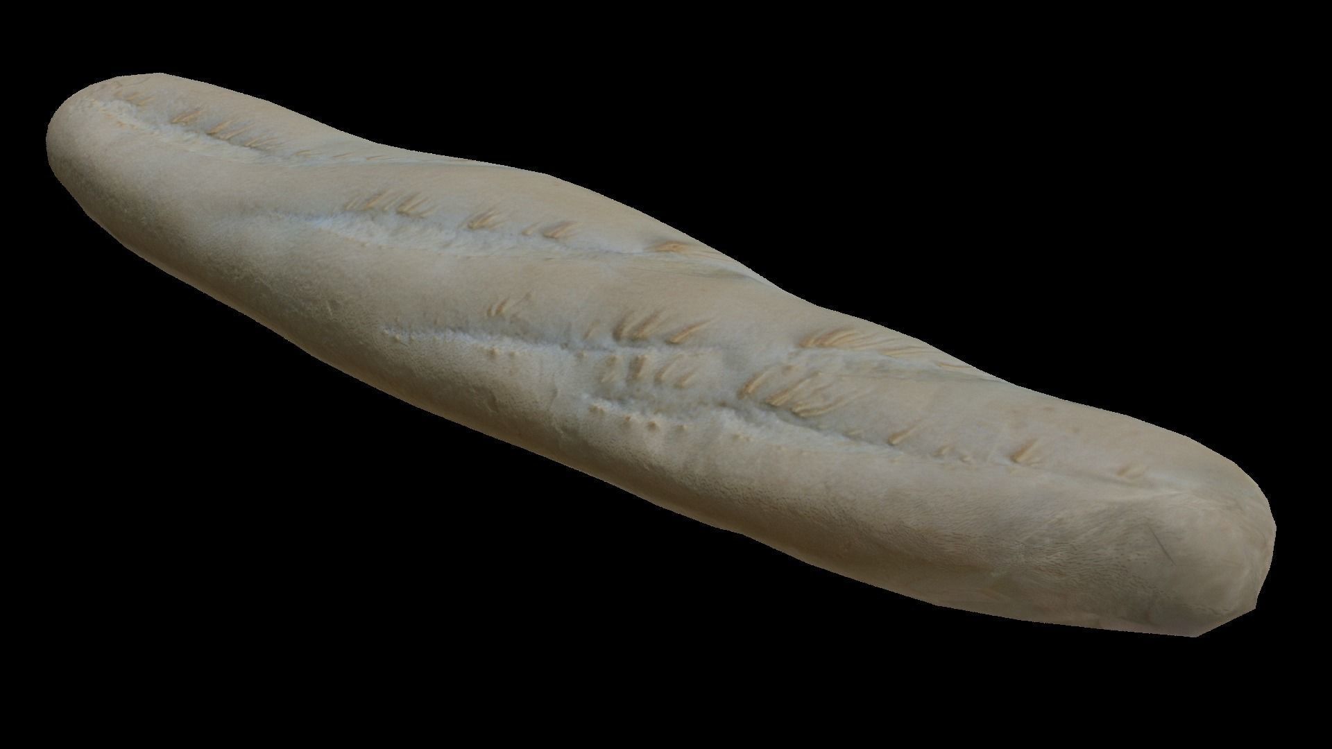 Baguette loaf of bread Low-poly 3D model_7