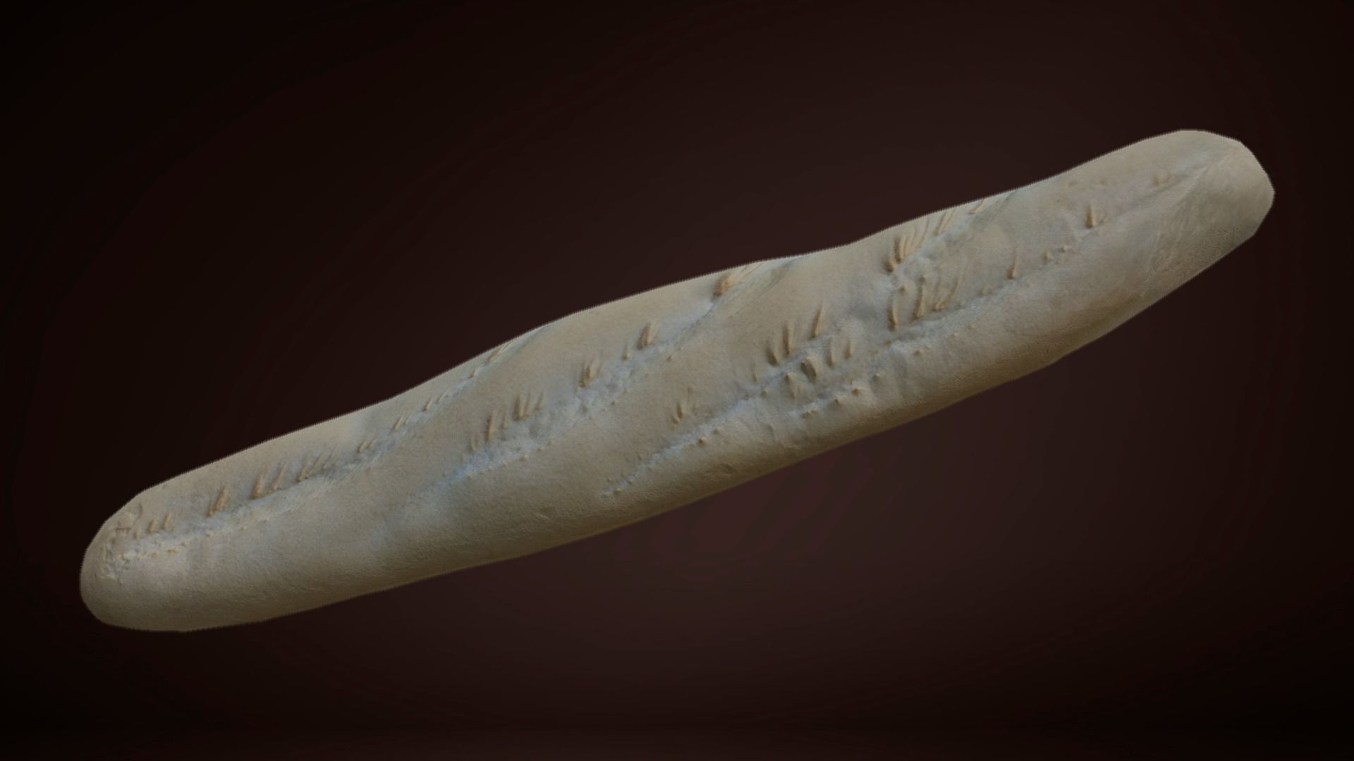 Baguette loaf of bread Low-poly 3D model_10