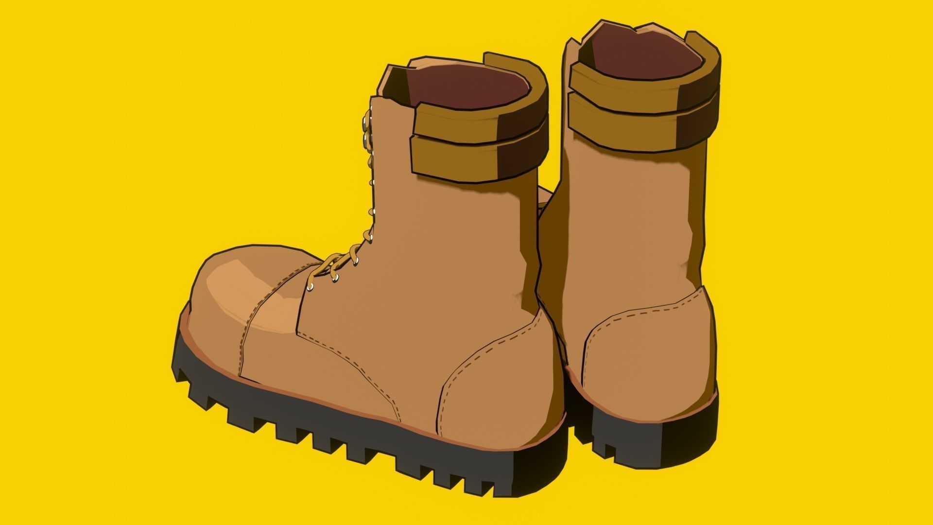 low-poly boots pair of Low-poly 3D model_3