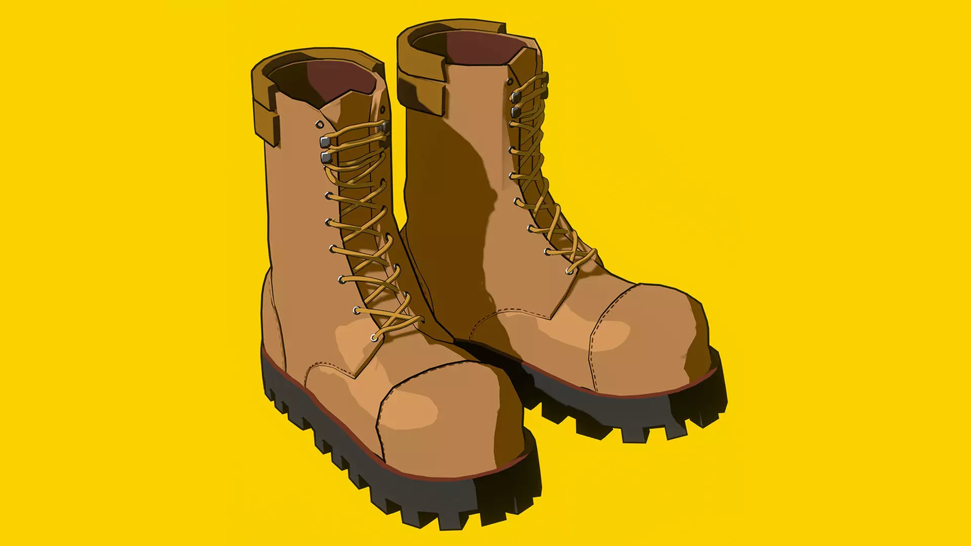 low-poly boots pair of Low-poly 3D model_0