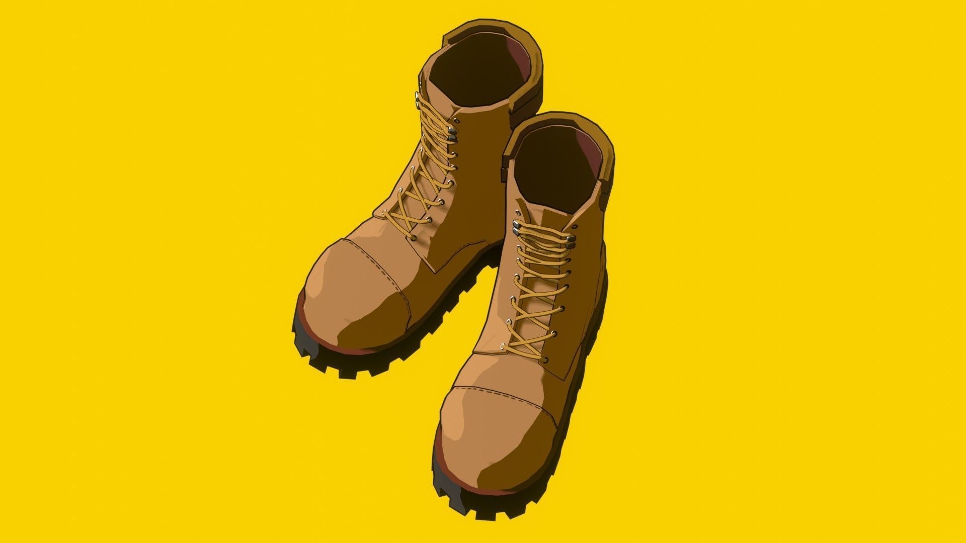 low-poly boots pair of Low-poly 3D model_1