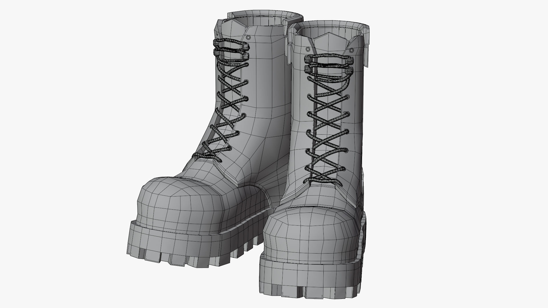 low-poly boots pair of Low-poly 3D model_2