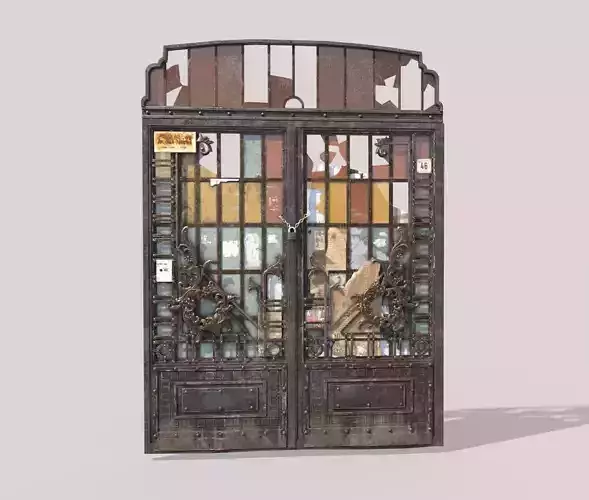 Worn Double Door 3D model