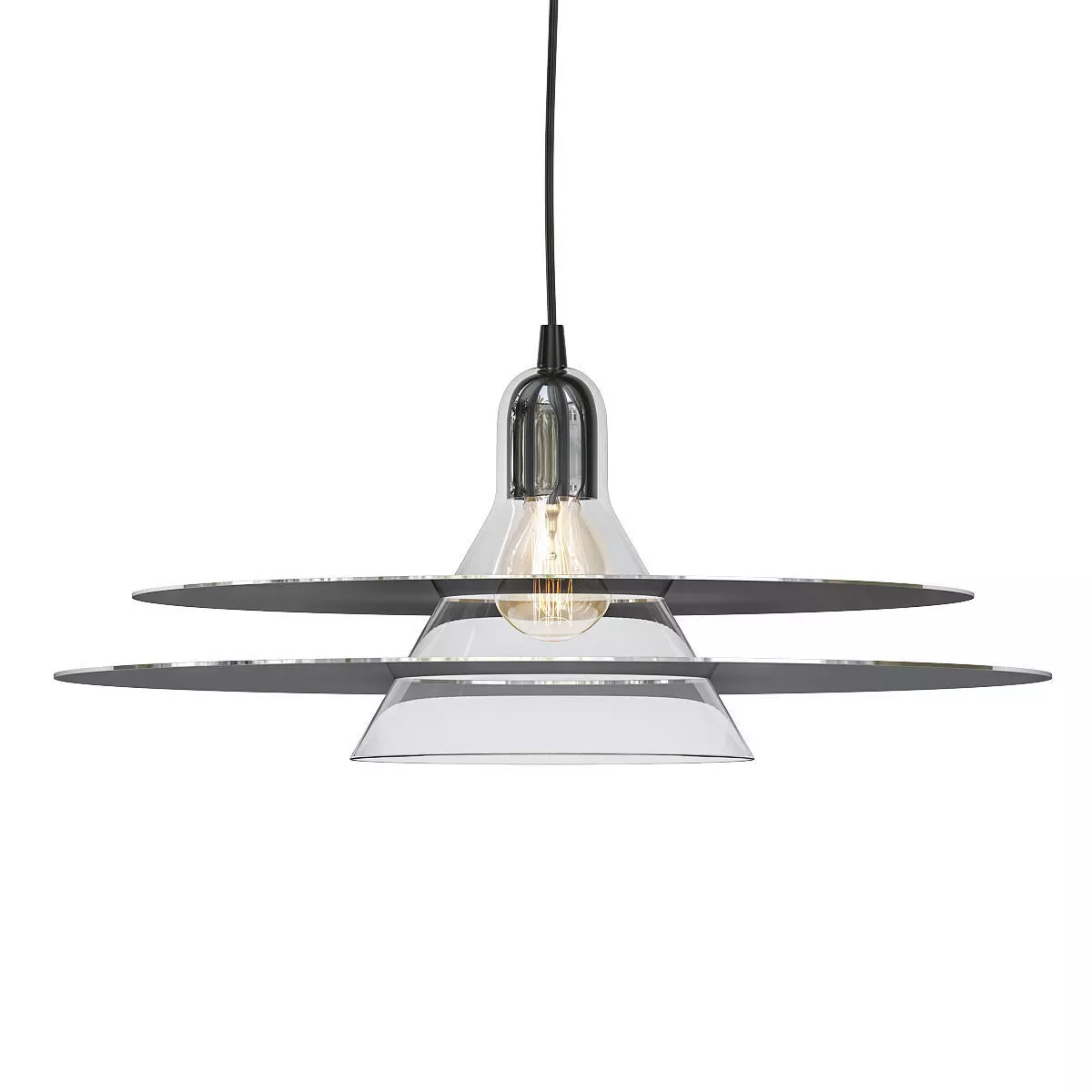 Cymbal modern pendant light with clear glass shade 3D model_0