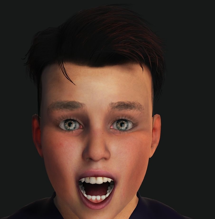 realistic child character Low-poly 3D model_2