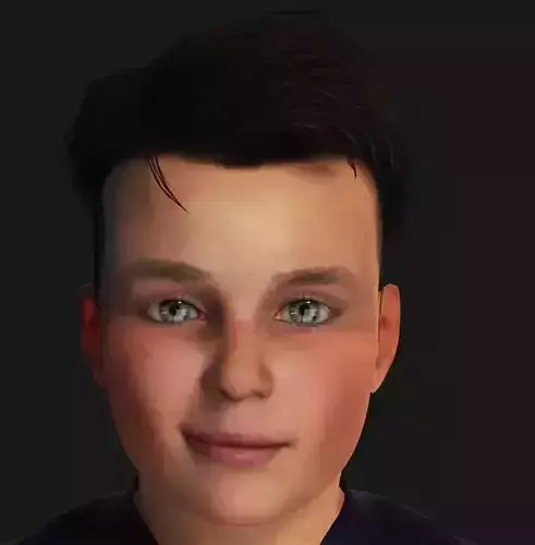 realistic child character Low-poly 3D model