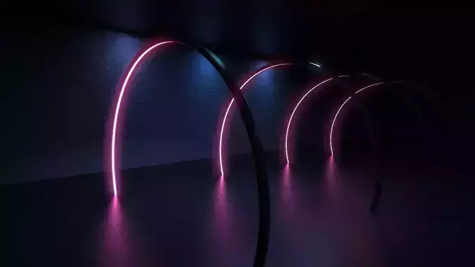 Neon sci fi studio scene 3D model