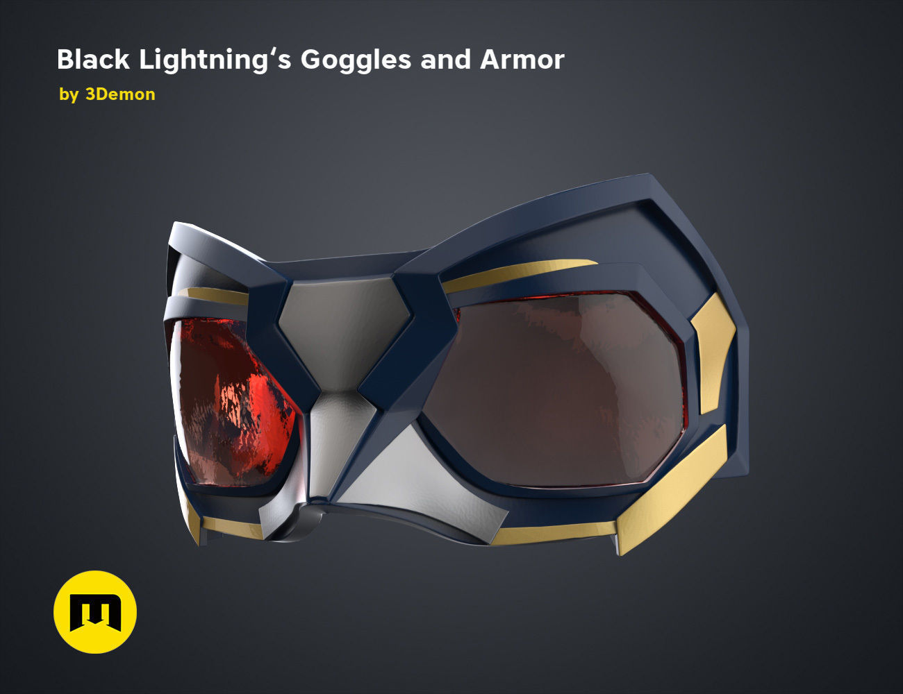 Black Lightning - Goggles and Armor 3D print model_3