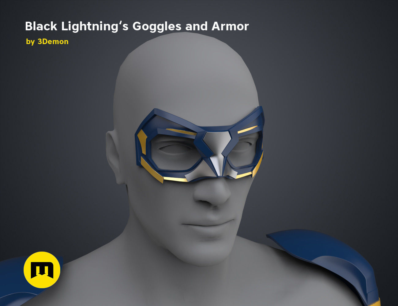 Black Lightning - Goggles and Armor 3D print model_4