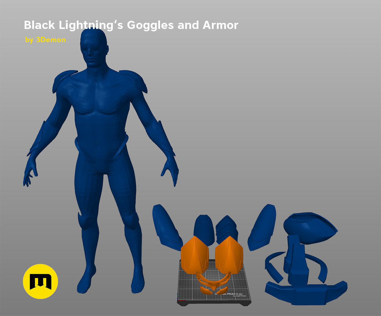 Black Lightning - Goggles and Armor 3D print model_7