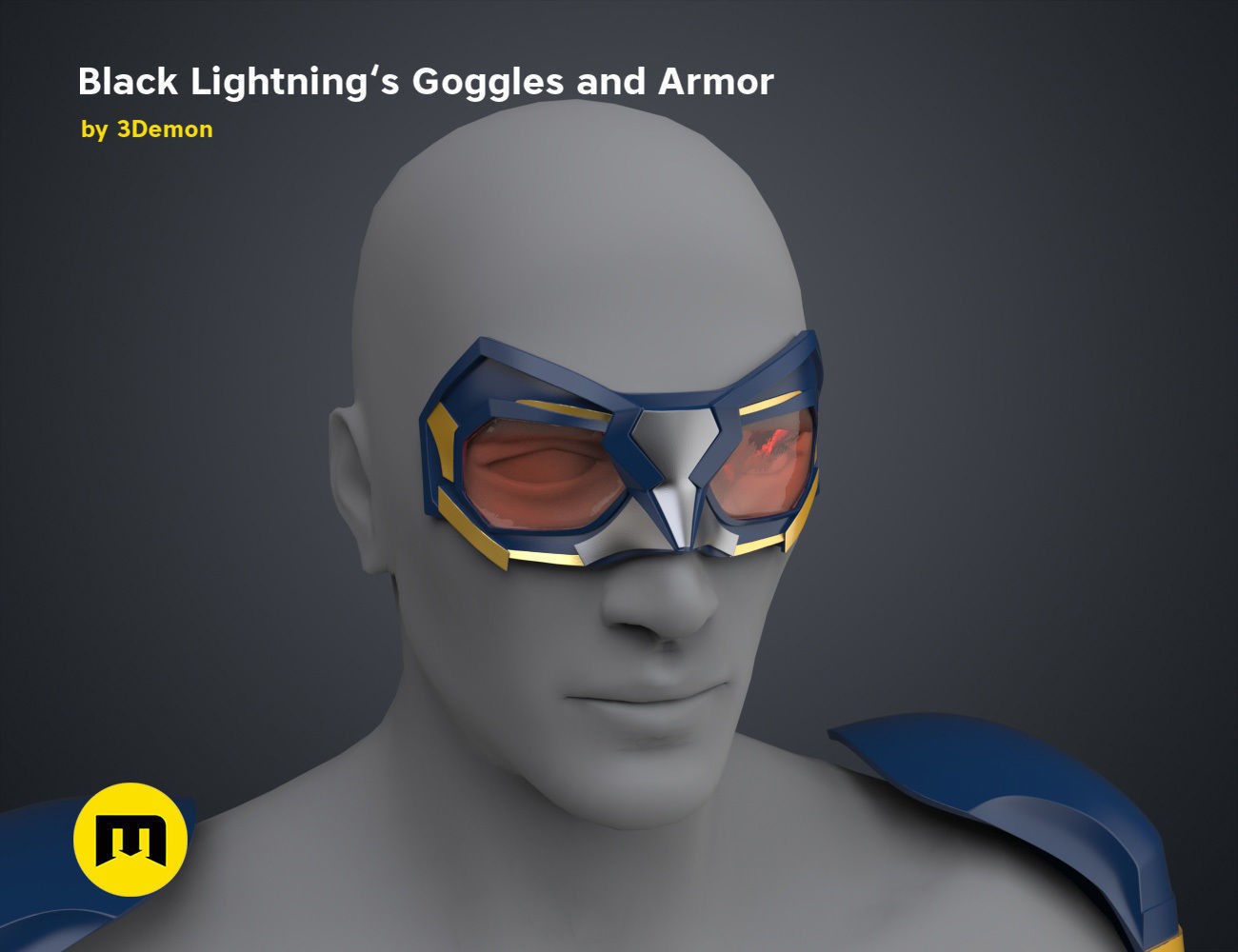 Black Lightning - Goggles and Armor 3D print model_2