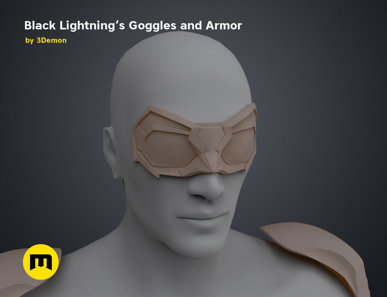 Black Lightning - Goggles and Armor 3D print model_12