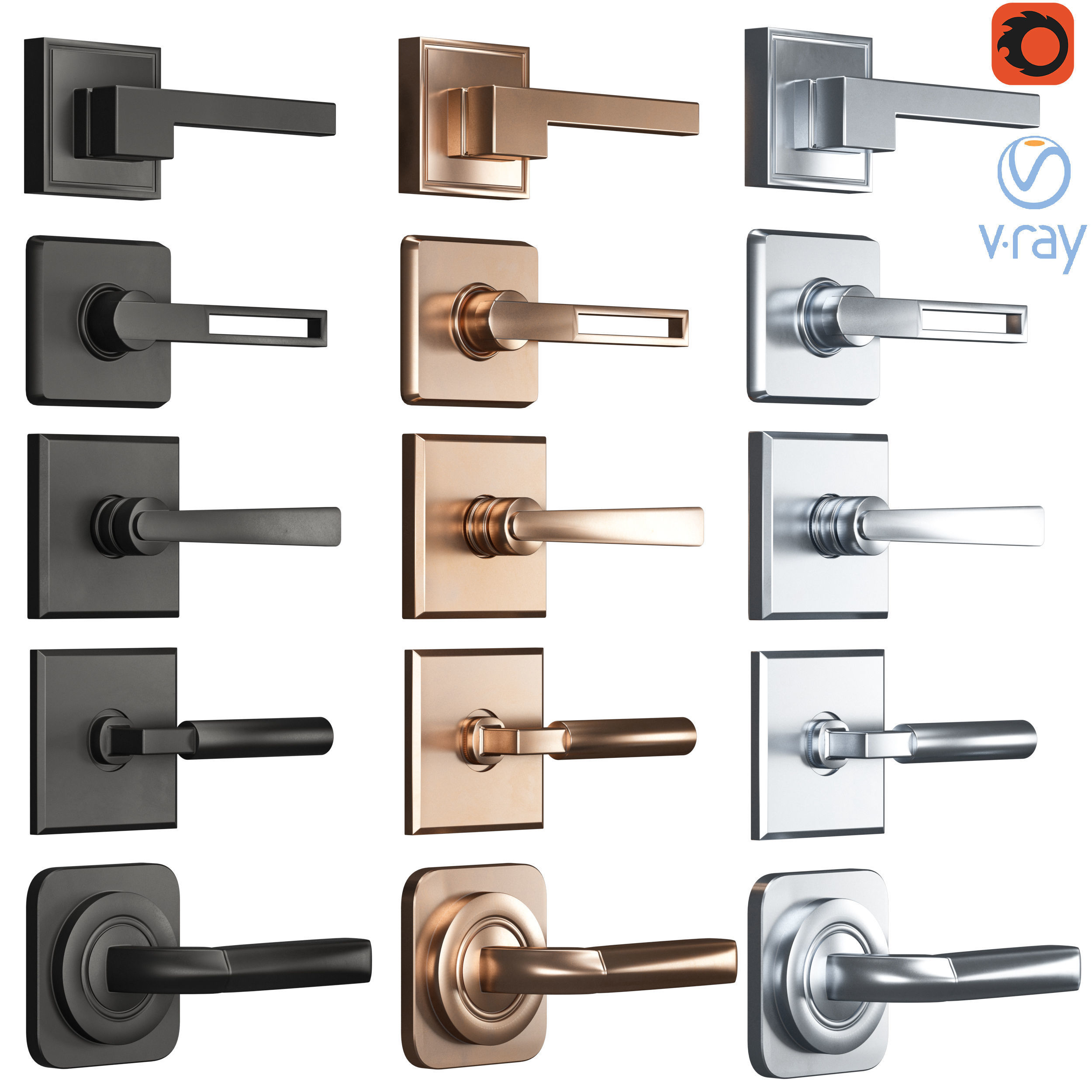 Door handle modern - collection 01 3D model_2