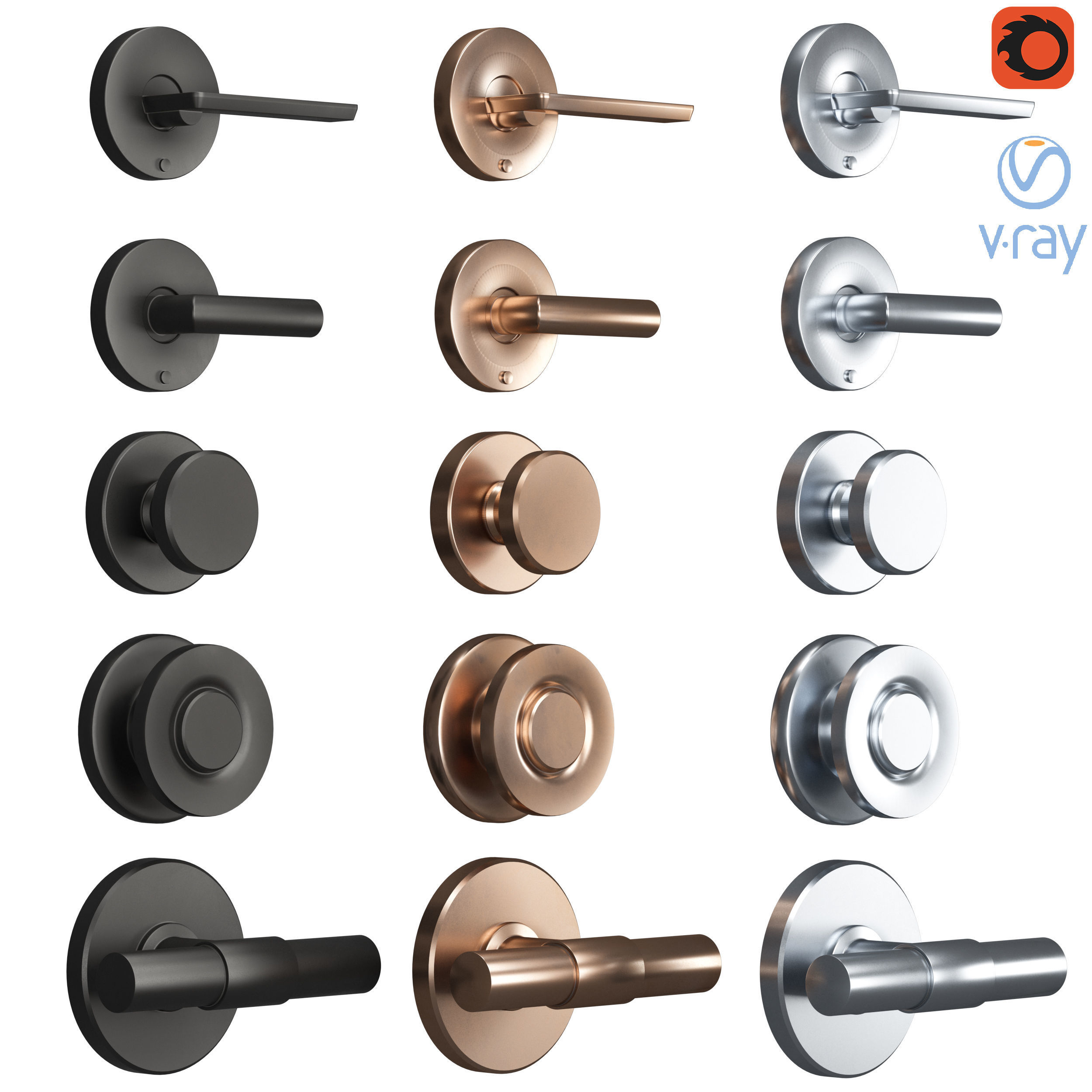 Door handle modern - collection 01 3D model_6