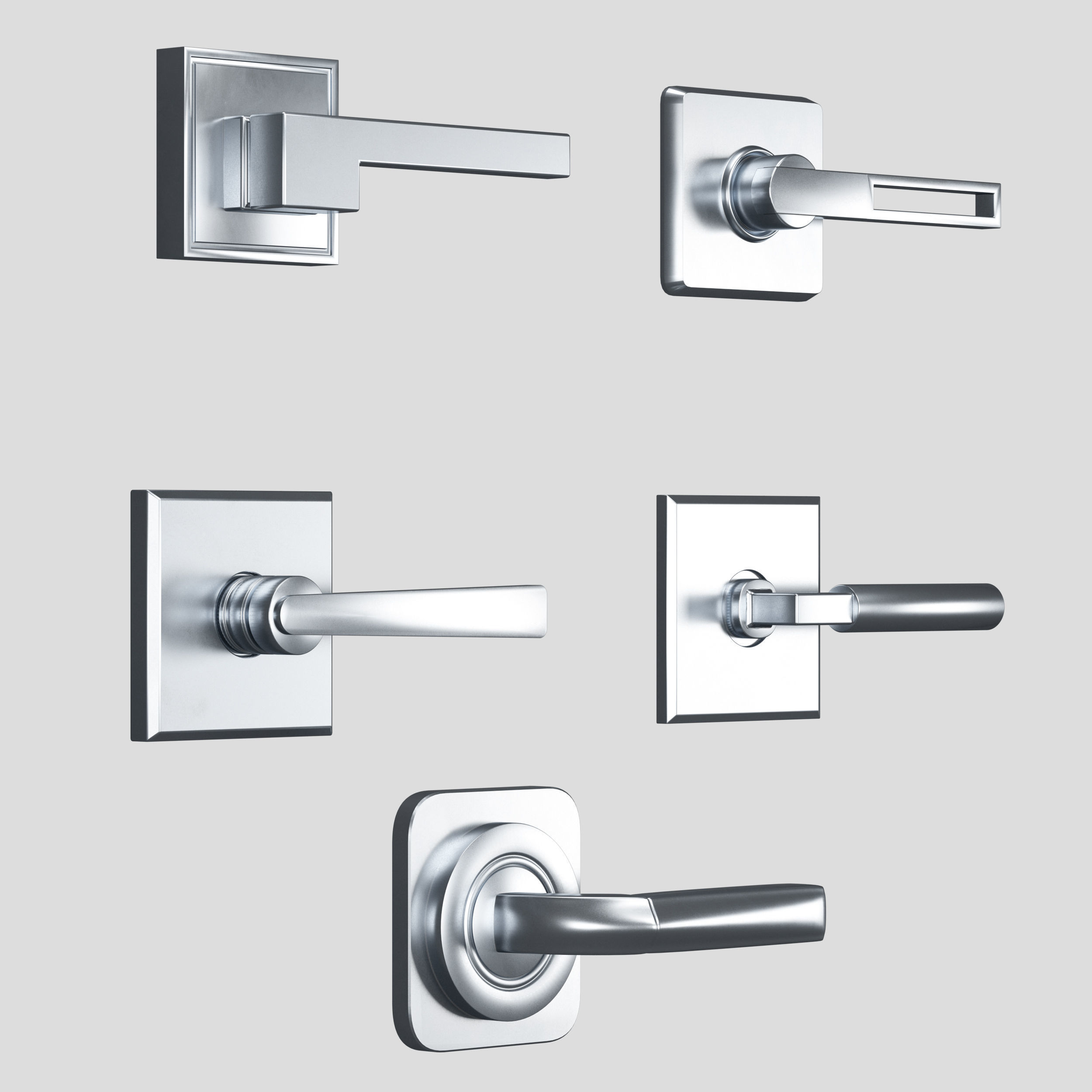 Door handle modern - collection 01 3D model_5