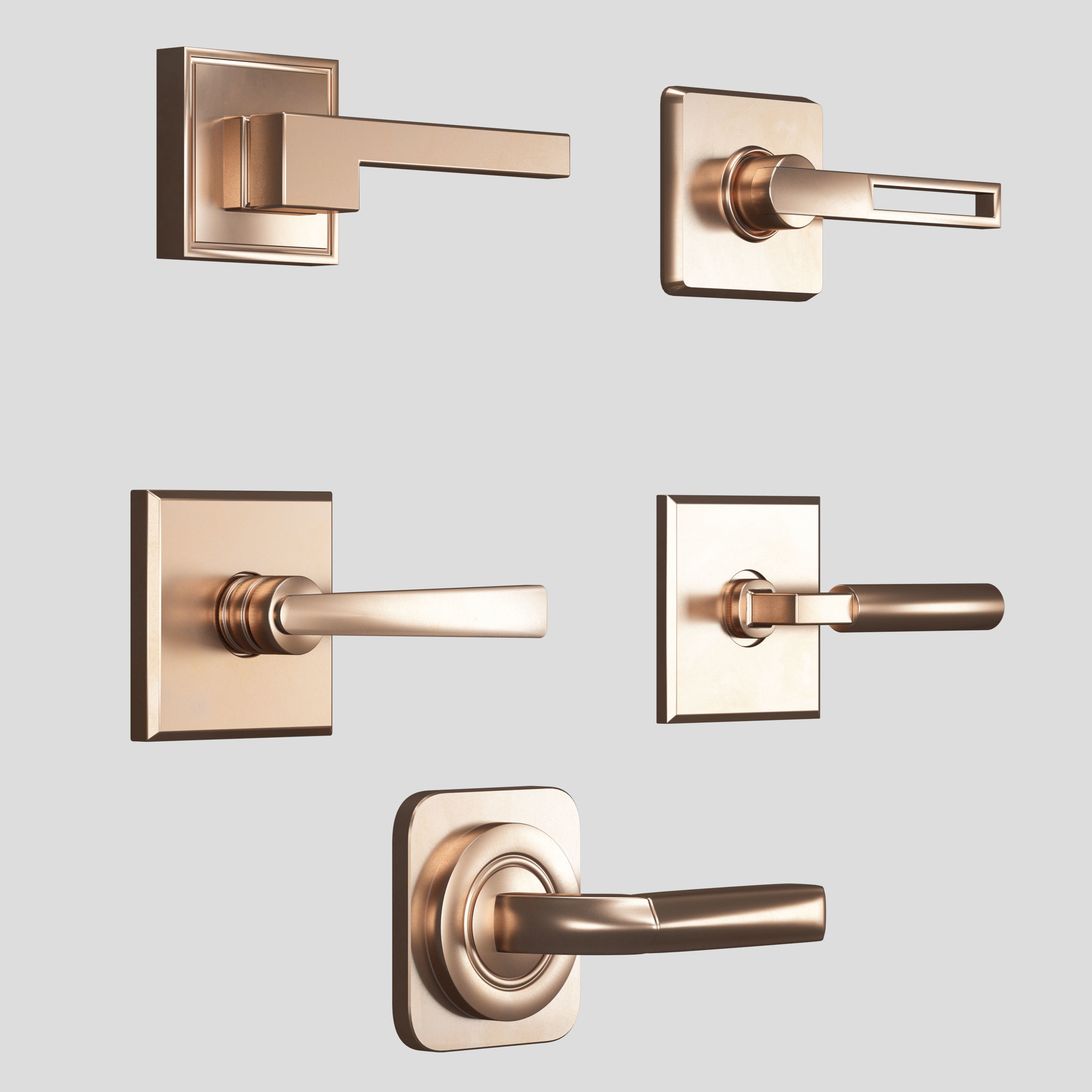 Door handle modern - collection 01 3D model_4