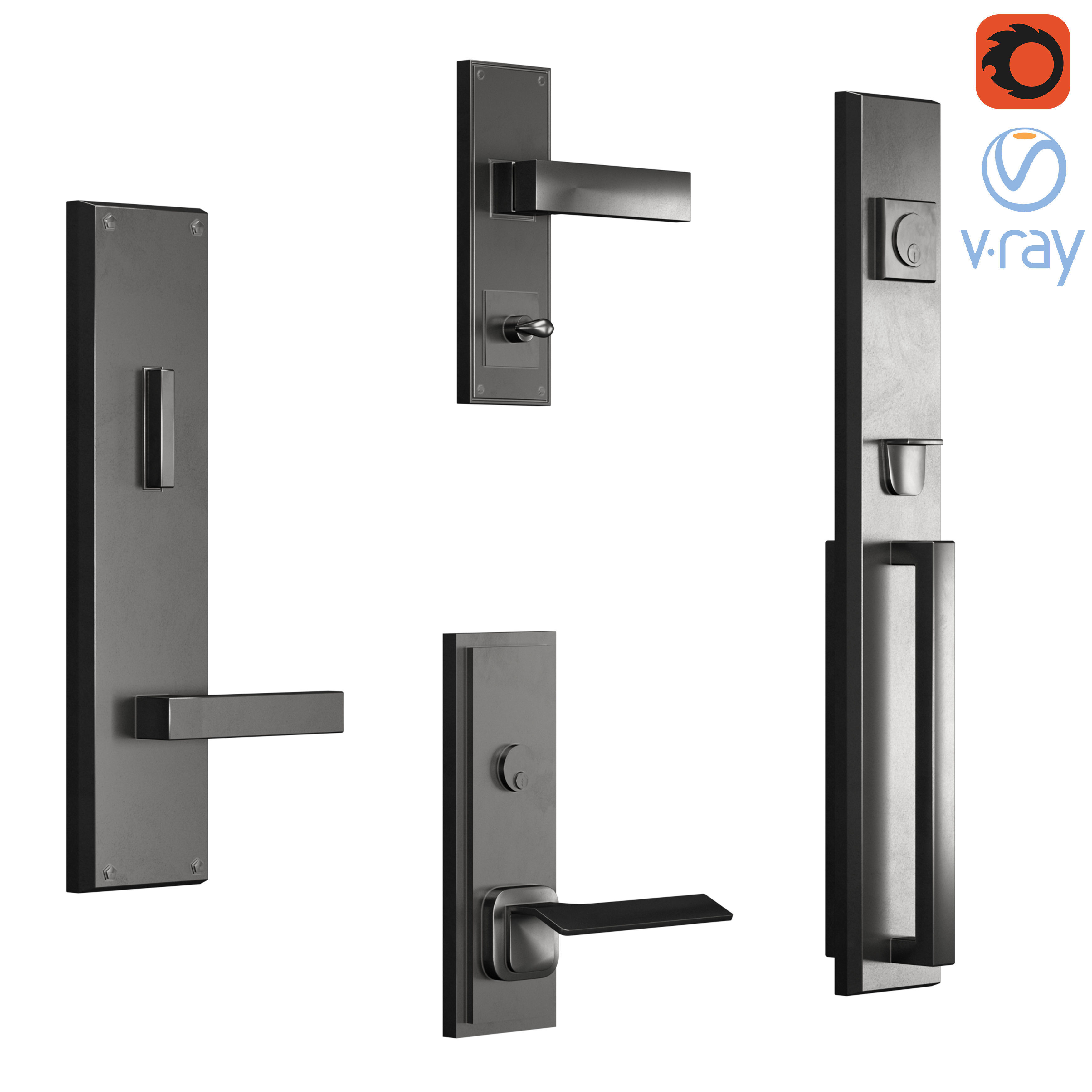 Door handle modern - collection 01 3D model_1